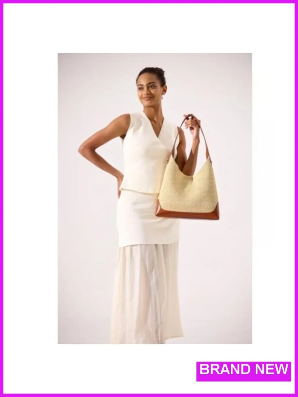 Straw Tote Bag Woven Slouchy Hobo Raffia Purse Beach Vacation Shoulder Handbag